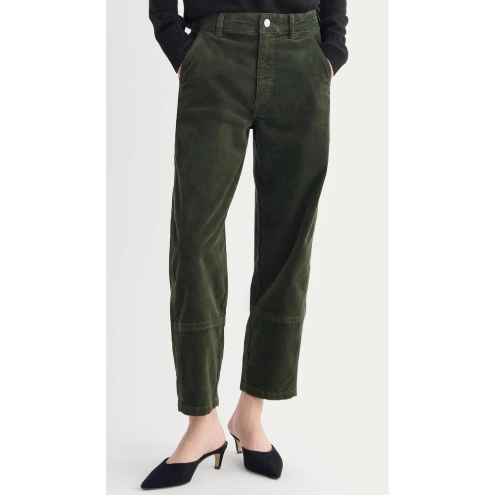 NWOT Everlane Women The Utility Barrel Leg Corduroy Pants 14 Forest Green Preppy